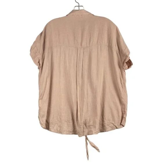 ZACHS Girlfriend Blouse Womens XL‎ Linen Blend Peach Dot Button Down Top - Picture 3 of 10